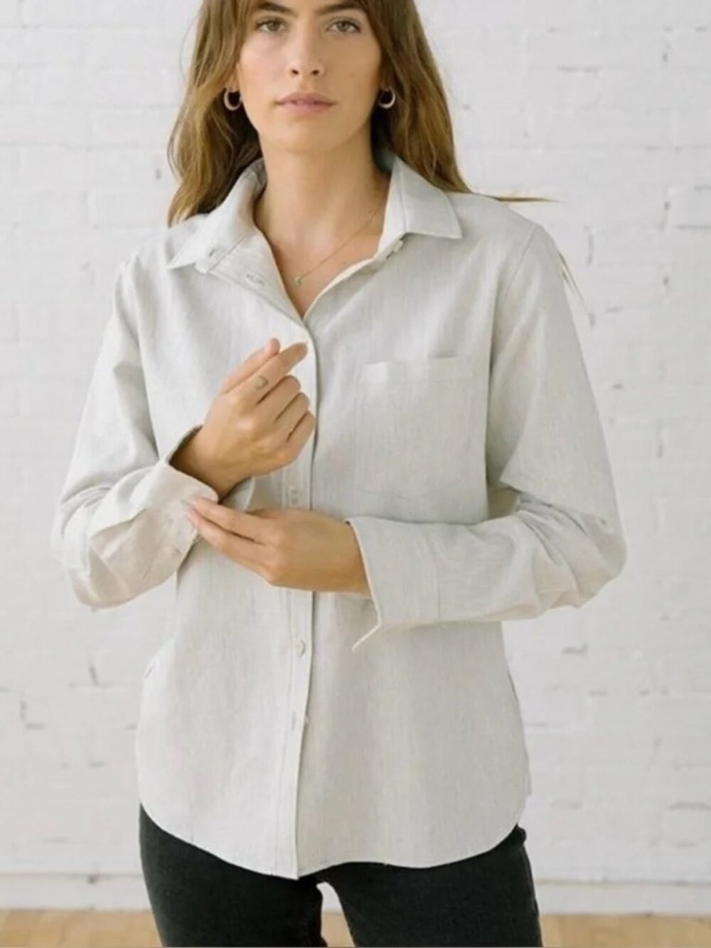 Tradlands Jessica Grey Cotton Button Down Shirt